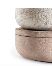 Load image into Gallery viewer, VVD pottery 30cm muschelkalk stone 7cm high/ lid 2cm walnut
