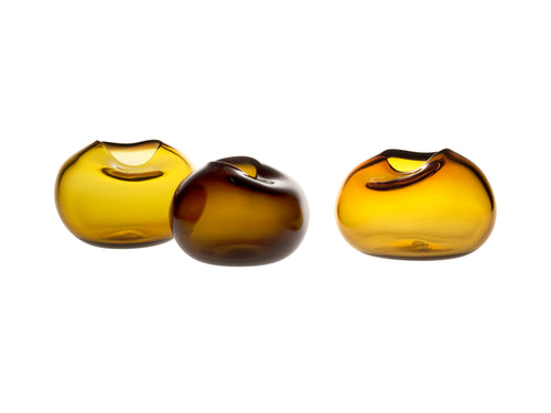 Set of 3 small Caillou vases gold