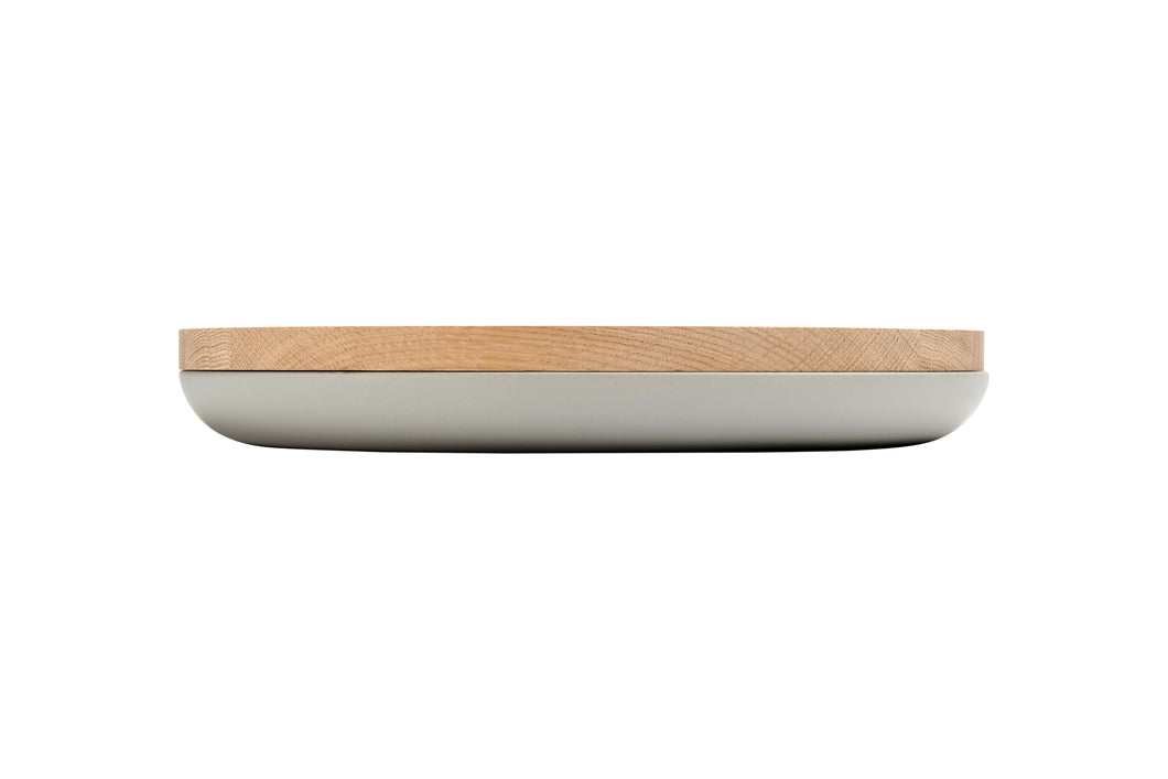 VVD pottery 30cm warm grey ceramic 2cm high / lid 2cm oak