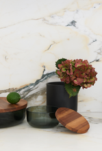 Load image into Gallery viewer, VVD pottery 15cm warm grey ceramic 17cm high/ lid 3cm walnut