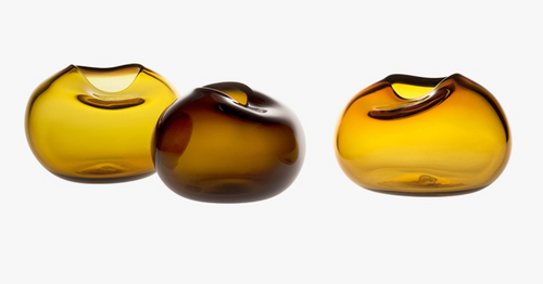 Set of 3 small Caillou vases gold