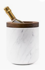 Ice bucket carrara marble with walnut top
