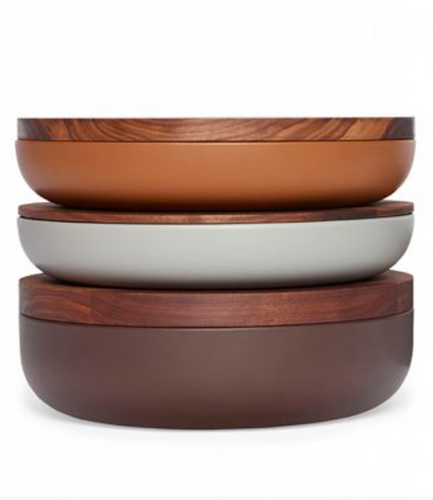 VVD pottery set - set with walnut lid 3 pieces